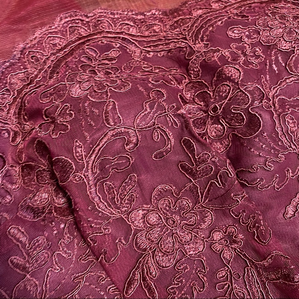 JS Collections maroon lace cocktail dress 4 - Picture 5 of 11